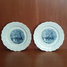 2 Assiettes À Essert En Porcelaine Moulin Des Loups, Hamage, Delft, Navire, 20cm