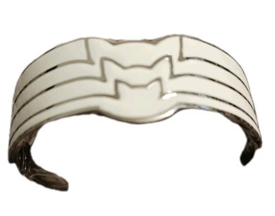 Crazy cat lady , Cat Cuff style bracelet, white and silver tone adorable 