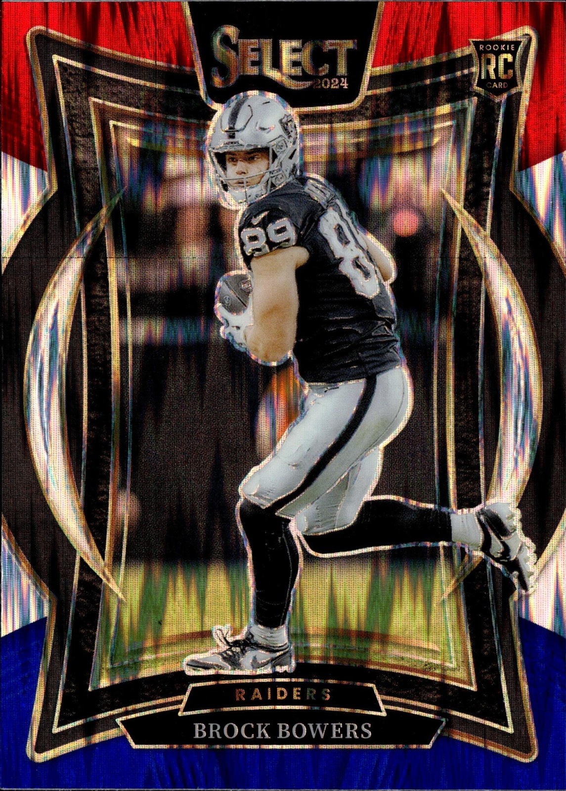 2024 Panini Select Red & Blue Prizm Shock Brock Bowers Rookie Card #31