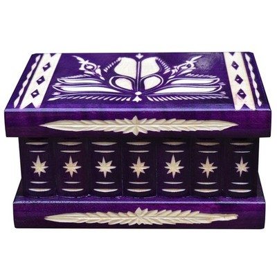 Romanian Large Puzzle Box   Trick Opening Puzzle Box TransylvanyArt Purple