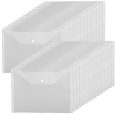 30pcs Plastic Envelopes, Clear Reusable Poly Envelope Waterproof File Folder