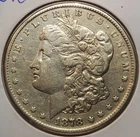 1878 P Morgan Silver Dollar, Low Mintage 8 Tail Feathers, AU Details - Morg-78cE