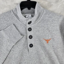 UT Texas Longhorn Mens Medium Gray Champion Sweater Jacket Pull Over