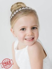 SWEETV Baby Girl Flower Headband Wedding Crystal Crown Communion Hair Accesso...