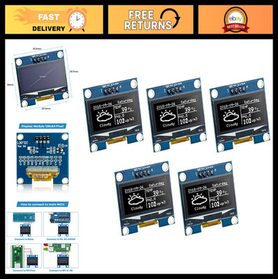 5 Pcs 1.3'' IIC I2C OLED Display Module 128x64 SH1106 for Arduino/Raspberry Pi