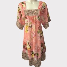 Xhilaration Floral Boho Cottagecore Dress Pink Festival Fairy Sheer Size XS