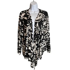 Belle Kim Gravel Womens Black Floral Print Kimono Cardigan 2X Petite Stretchy