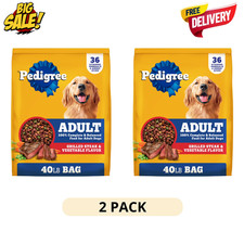2Pack Pedigree Adult Dog Food 40lb Steak Vegetable Flavor Complete Nutrition Dry