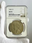 1928 PEACE SILVER DOLLAR NGC AU 55 $1 COIN