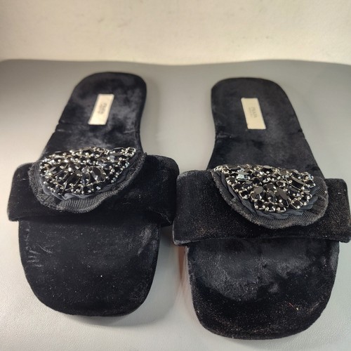 Prada Velvet Crystal Embellishments Slides Sandals Women's Sz EU 35.5 US 5.5 - Picture 6 of 7