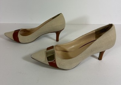 Nine West  8M Heels Old Money Two Tone Beige Saddle Brown NW7 All Right Pumps