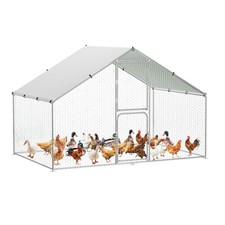 Large Metal Chicken Coop, Walk-in Poultry Cage, Chicken Run Pen House with Wa...