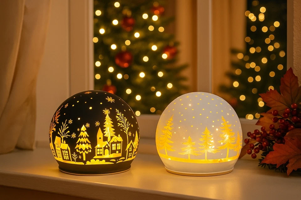 2er Set Deko Kugel Licht LED-Licht Weihnachtskugel Weihnachten LED