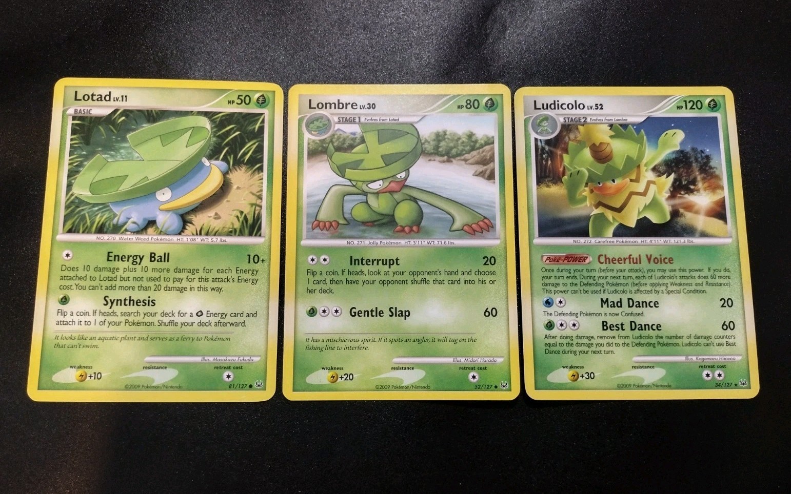 Ludicolo 34/127 + Lotad & Lombre Platinum Pokemon Card Set MP