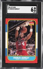 1986-87 FLEER #7 CHARLES BARKLEY ROOKIE RC SGC 6