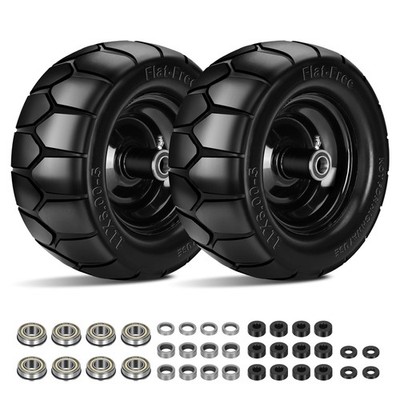 11x6.00-5 Flat Free Tire 2 Pack Zero Turn Mower 3/4 5/8'' 1/2  Bearing 6''-8''