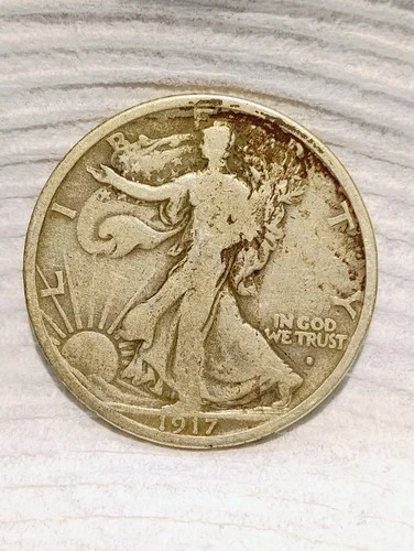 1918 S OBVERSE ~ WALKING LIBERTY HALF DOLLAR ~ VG