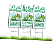 12 8 inch 3X Plastic Sign Clean Up After Your Dog with Metal Wire H-Stakes -