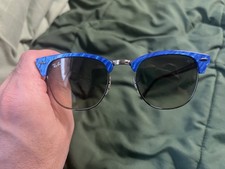 Ray-Ban Clubmaster RB3016 Half Rim Blue Frame Green Tinted 51-21 100 UV