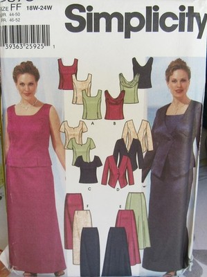 Simplicity 5973 Women's 18-24W Formal Skirt Tops Jacket Plus Size Pattern Bridal
