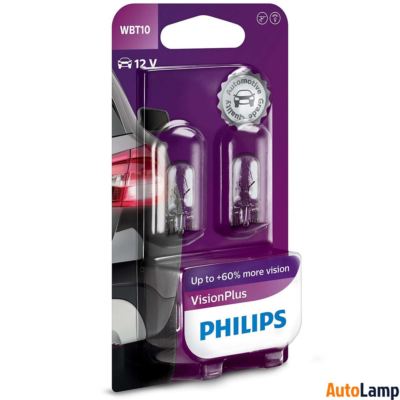PHILIPS W6W WBT10 Vision Plus 12V Indoor & Signaling Bulb Set 12040VPB2