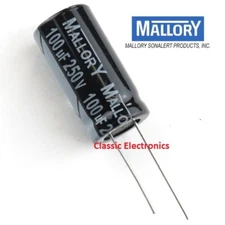 Mallory 100uF 250V Electrolytic Capacitor Radial Leads SK Series USA Seller