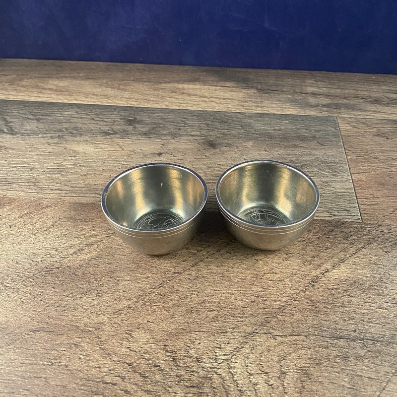 Pair Rare Pewter Shot Glasses AH Tunsberg Antikktinn Handstopt 1715 from Norway 