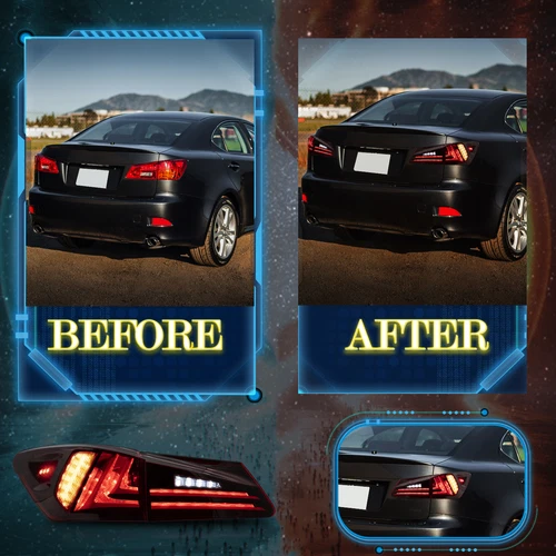 VLAND Clear LED Headlights + Red Tail Lights For Lexus IS250 350 ISF 2006-2013 - Picture 11 of 15