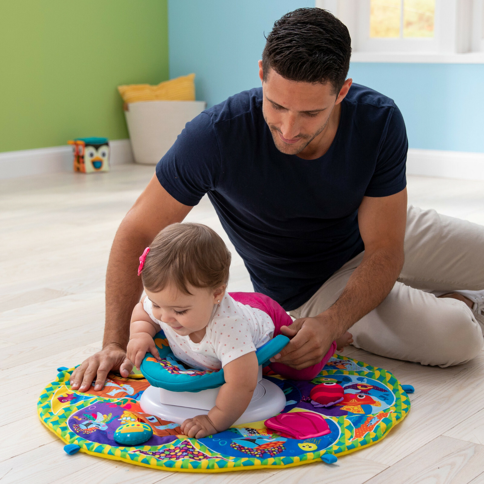 lamaze spin & explore garden baby gym play mat