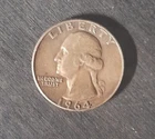 Washington Quarter, 90% Silver 1964, Circulated, Uncertified
