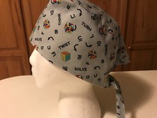 Scrub or Chef Hat Medical Nursing Chemo Skull Cap Rubik's Cube Cotton Fabric