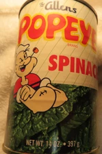 Allens "POPEYE" Spinach Sealed Steel Can Hearst Corp Copyright