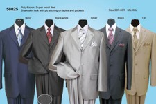 Men's suit Shark Skin look with pic stiching on laples and pockets 3button 58025