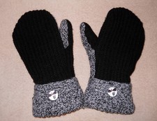 ALMOST BERNIE  HANDMADE MITTENS  PURPLE & BLACK Dragon Fly Buttons SMALL/MEDIUM