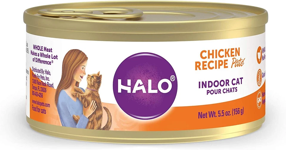 Halo Indoor Wet Cat Food, Grain Free, Chicken Pate 5.5Oz Can (Pack of 12) - Image 2 of 4