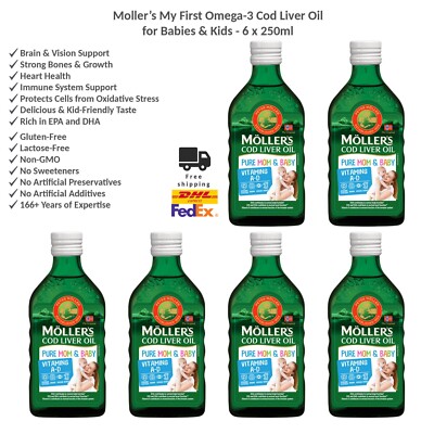 Möller s My First Omega-3 Norwegischer Lebertran für Babys & Kinder, DHA EPA x6