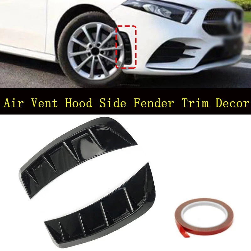 Pair Car Air Vent Hood Side Fender Moulding Trim Sticker Wheel Eyebrow Protect - Image 3 of 4