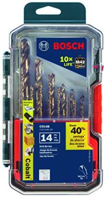 Bosch 14-teiliges sortiertes Metallbohrer-Set mit Koffer Kobalt M42 Metallbohrer