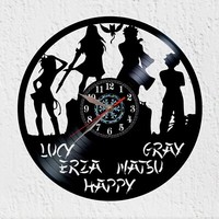 Vinywoody Vinyl Schallplatte Tail Wanduhr Silhouette Fairy Anime Deko