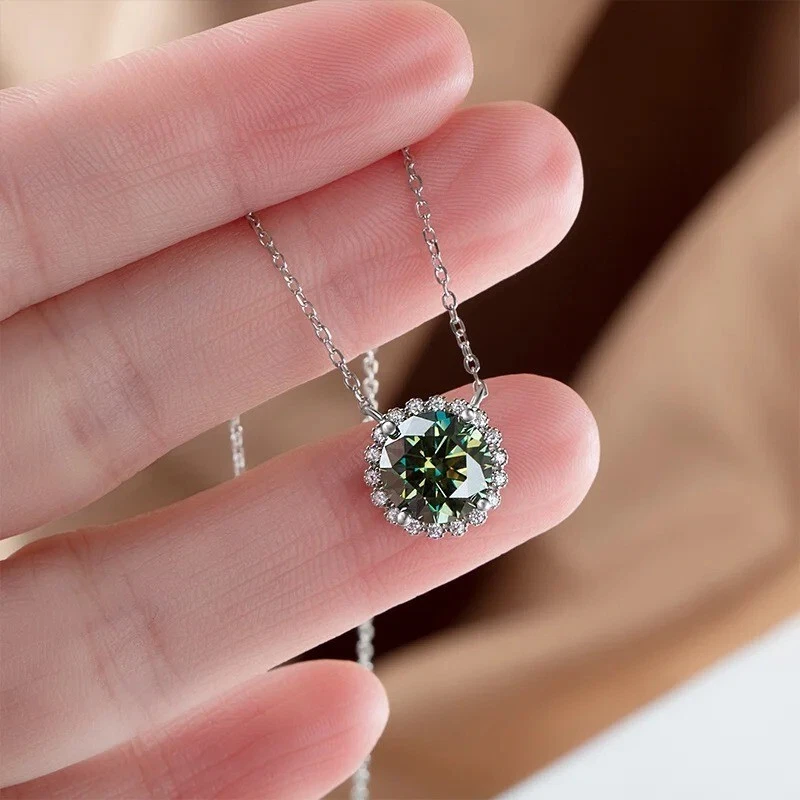 Collana Punto Luce Diamante Moissanite da 1ct 6.5mm Argento 925 Certificato GRA - Immagine 2 di 4