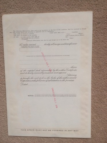 Nice U.S. Share Certificate In Great Condition - Picture 3 of 3