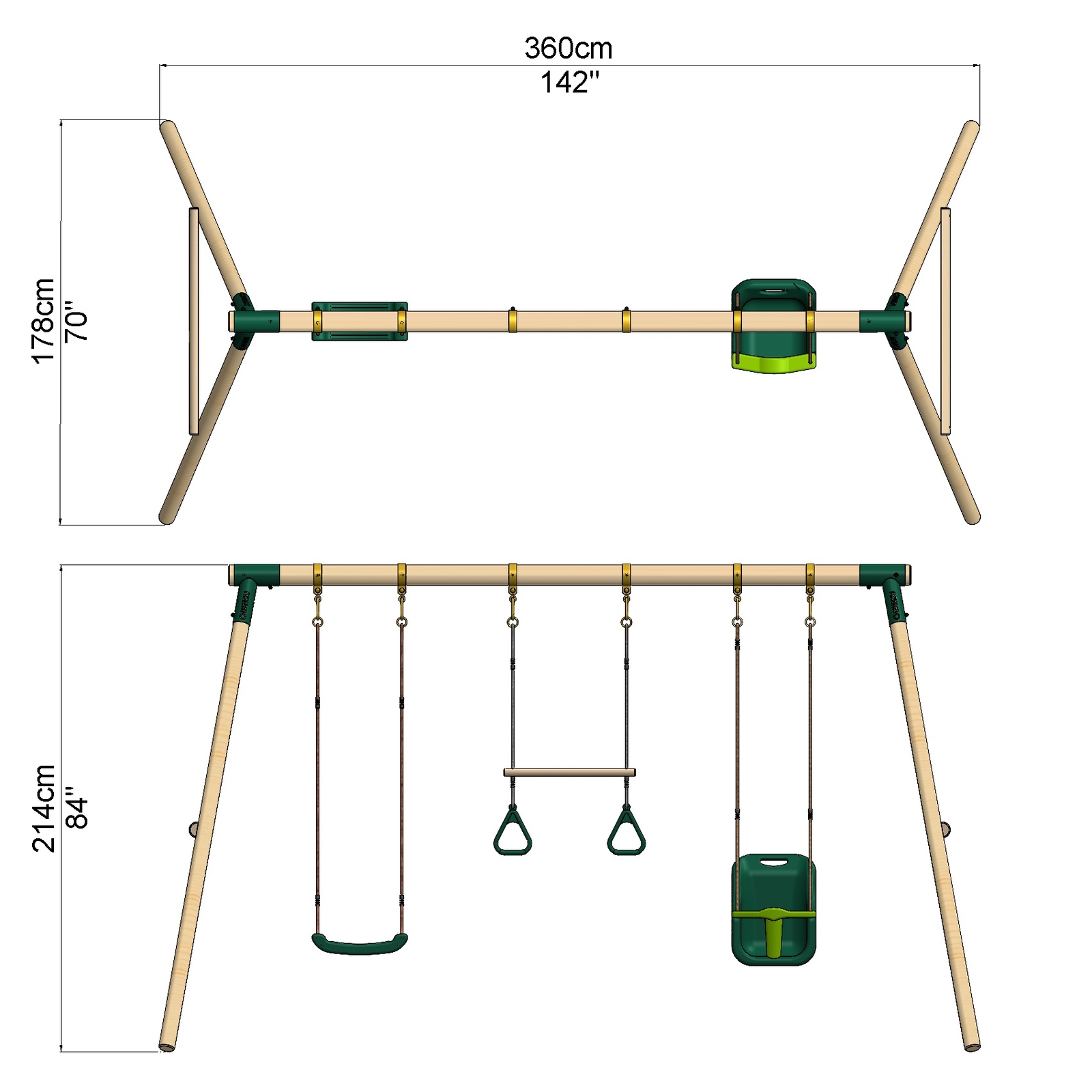 Rebo Kids Wooden Garden Swing Set Childrens Swings Galaxy eBay