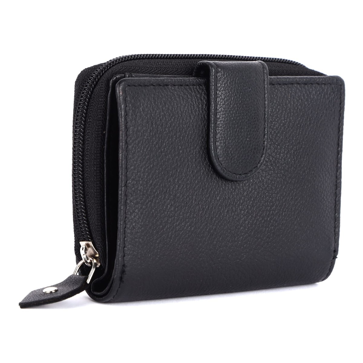 Brand New Ladies Womens Real Black Leather Purse/ Wallet Zip Round