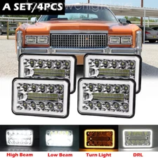 4PCS 4x6" LED Headlights HI-Lo Beam DRL For Eldorado 1975-1986 Fleetwood DeVille