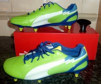 Puma Evospeed Sg Green White & Blue Football Boots Adult Size 7-boxed Puma Evospeed Sg Green White & Blue Football Boots Adult Size 7-boxed