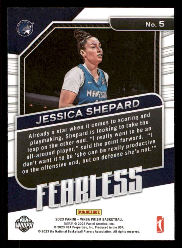 2023 Panini Prizm WNBA Fearless #5 Jessica Shepard - Image 2 of 2