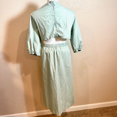 Bloom Chic Cut-out Waist Maxi Dress Womens Size 16 Green Puff Sleeve Midi Zip | eBay Bloom Chic Cut-out Waist Maxi Dress Womens Size 16 Green Puff Sleeve Midi Zip | eBay