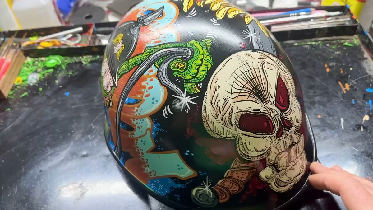 Custom Painted Harley Davidson Black Motorcycle Helmet Weirdo