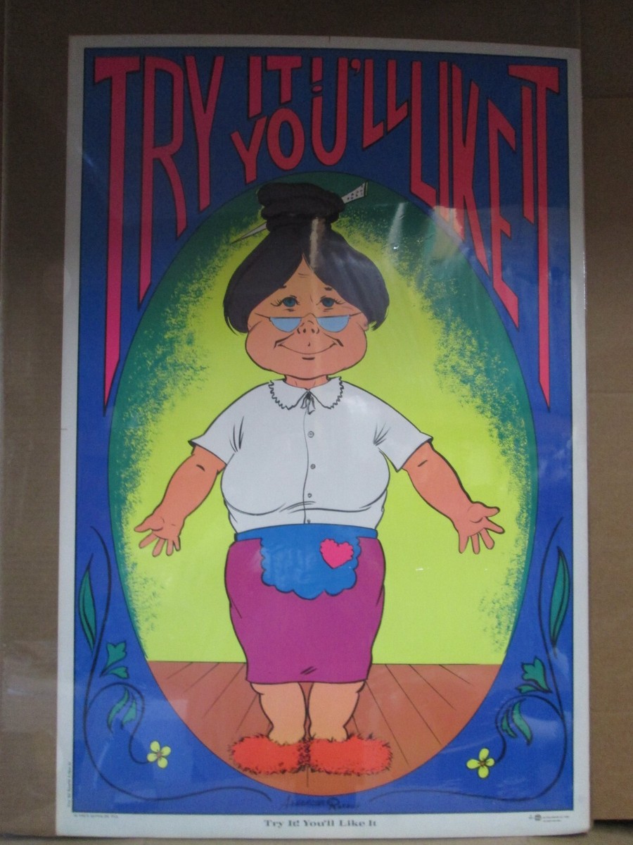 try it you'll like it Vintage Black Light Poster 1971 Inv#G7478 | eBay