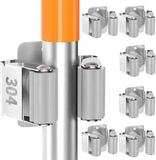 6 Pack Broom HolderHeavy Duty Wall Mount Stainless Steel Mop Hanger FREESHIP